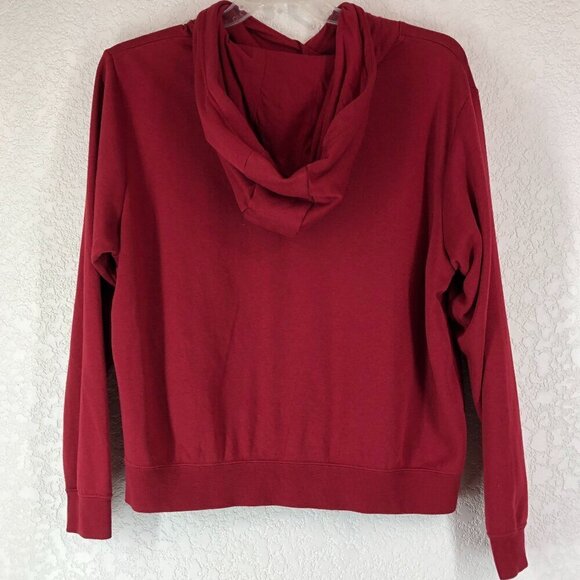 Nike Red Cropped Center Spell Out Animal Print Swoosh Hoodie Size Medium - Picture 2 of 5